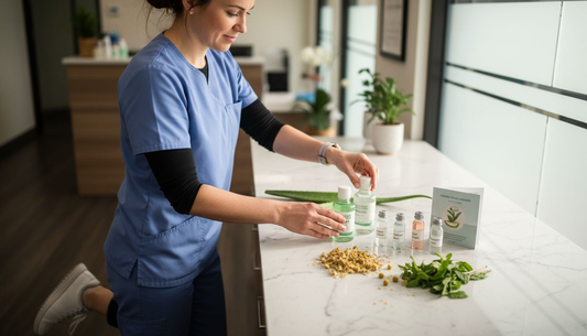 Dental hygienist arranging safe mouthwash ingredients