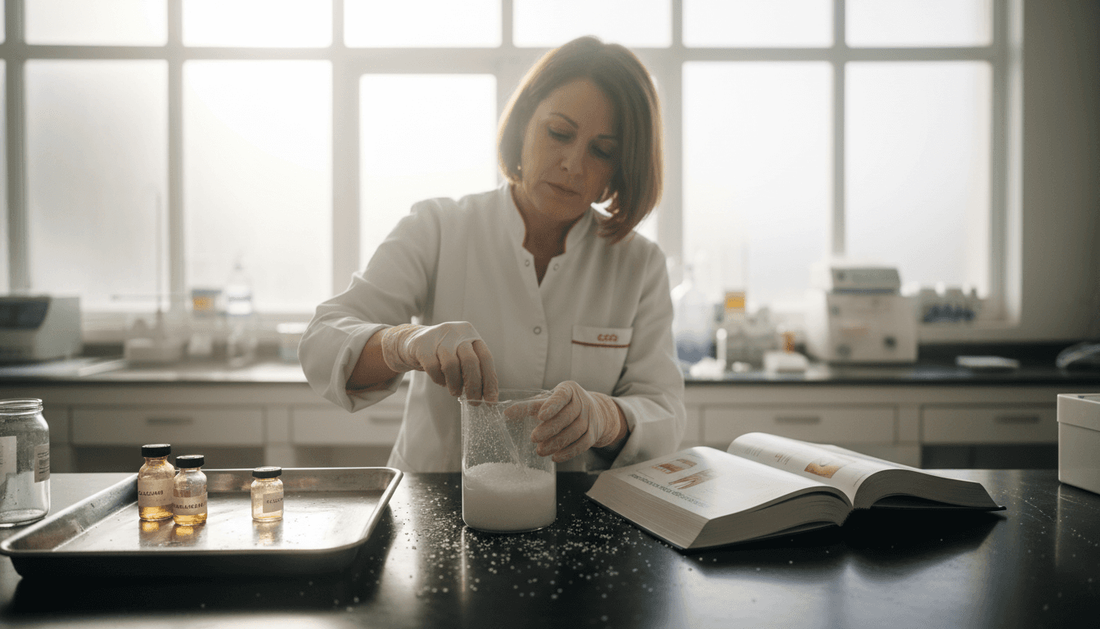 Dentist preparing Dead Sea mineral solution