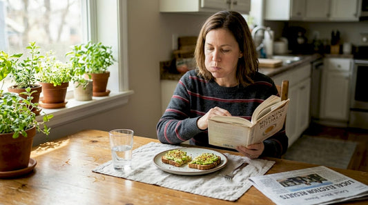Woman practicing holistic gum care at home