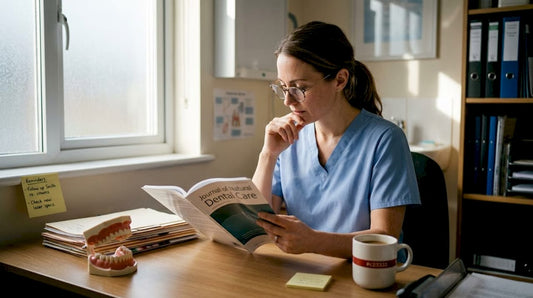 Dentist reviewing natural dental alternatives