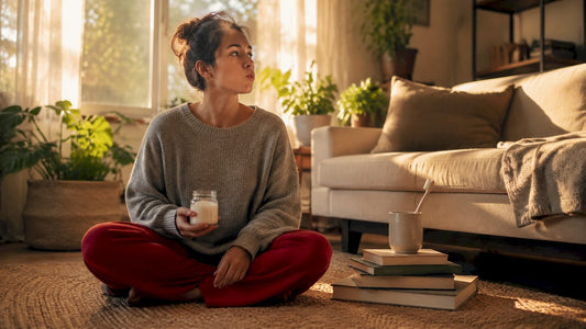 Woman practicing dental cleansing oil routine at home