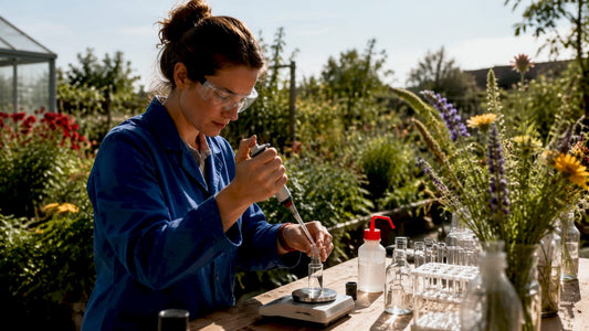 Lab technician performing oral care ingredient testing