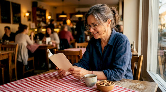 Woman reading about natural teeth remineralization