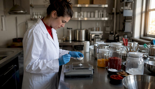 Chemist analyzing triclosan in lab