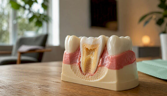 Close-up dentin exposed on tooth surface