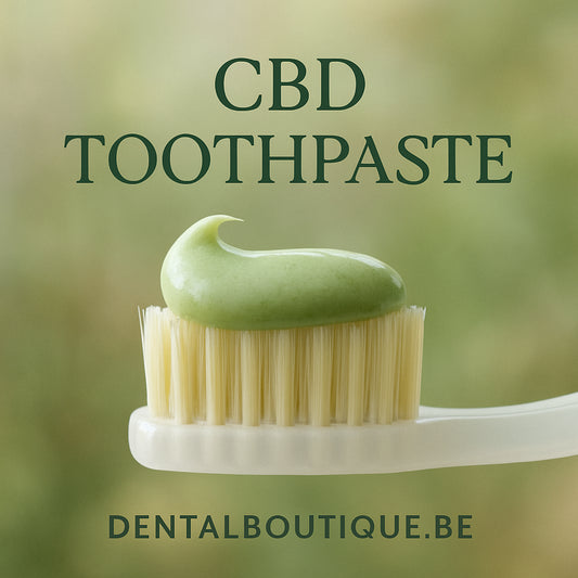 A close‑up of a toothbrush with a dab of CBD toothpaste on the bristles, set against a soft, natural background. Alt: CBD toothpaste on toothbrush highlighting natural ingredients and gentle cleaning.