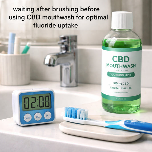 "waiting after brushing before using CBD mouthwash for optimal fluoride uptake"