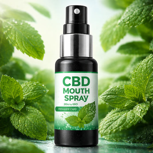 “CBD mouth spray for morning breath freshening bottle”.